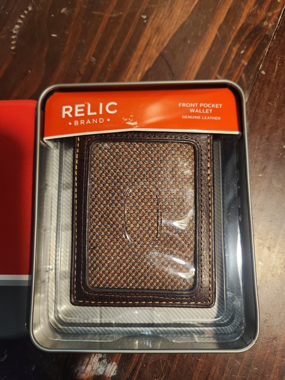 Relic Brown Woven Front Pocket Wallet with Dark Brown Trim